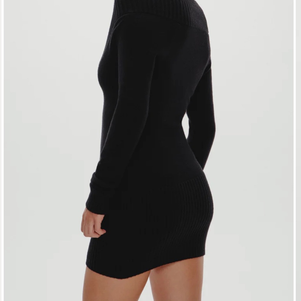 Frankie’s Bikinis Jade Knit Mini Dress LS NWT S Black (OTR0054) - Picture 3 of 8